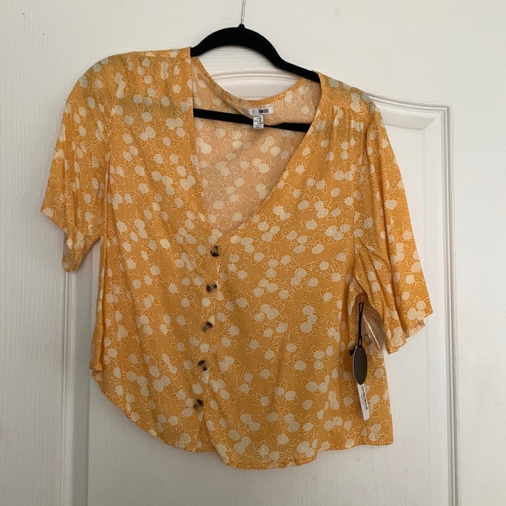 Yellow floral printed top